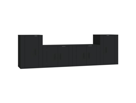 Conjunto 4 de muebles para TV VIDAXL madera contrachapada negro