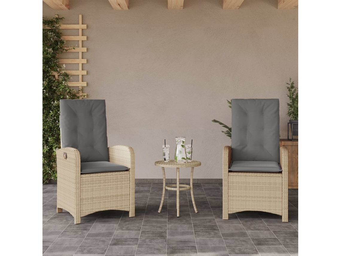 Sillas de jardín reclinables de 2 piezas DKD Home Decor con cojines beige combinados