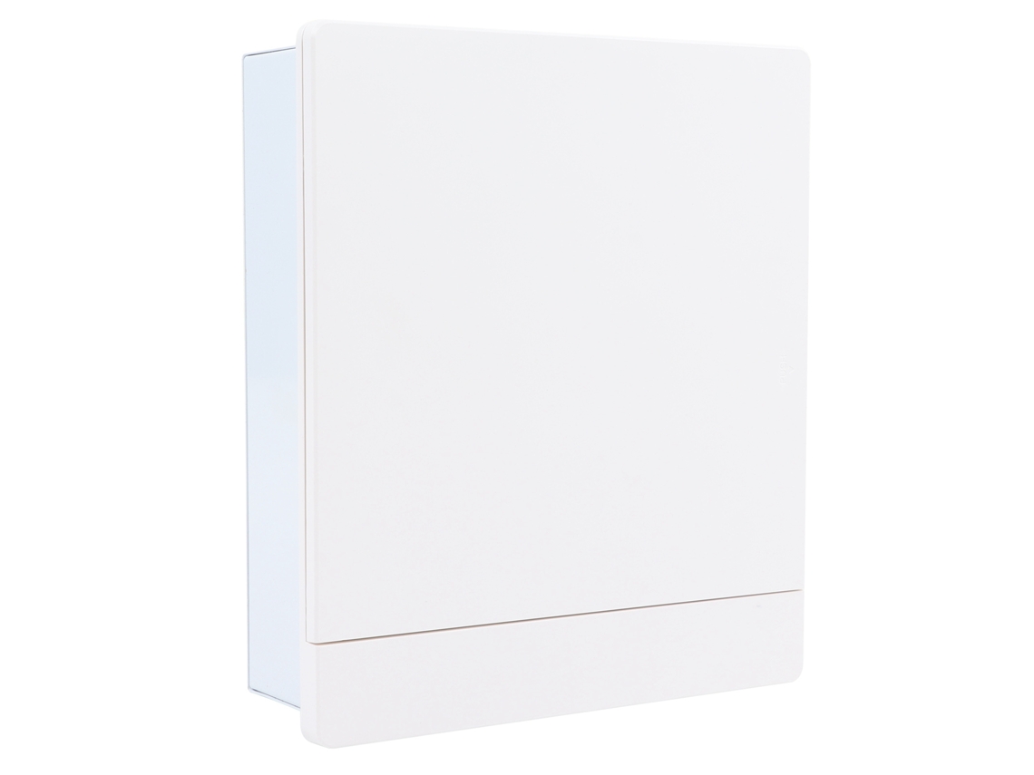 Caja de distribución protectora de 24 circuitos para instalación oculta, cuerpo metálico, para uso exterior.
