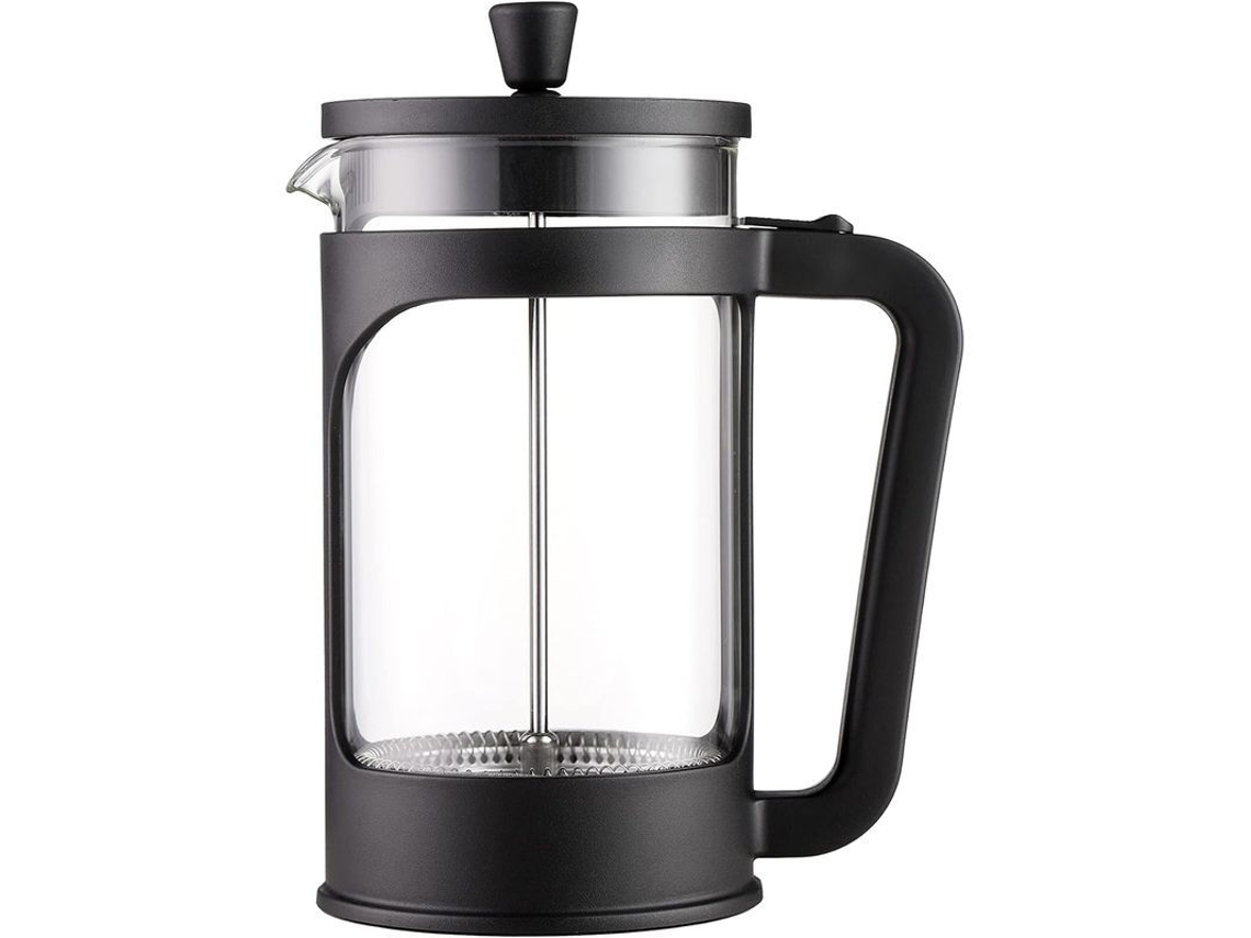 Cafetera De Émbolo De 1 Litro (34 Oz) Con Vidrio De Borosilicato Y Filtro De Acero Inoxidable Negro.