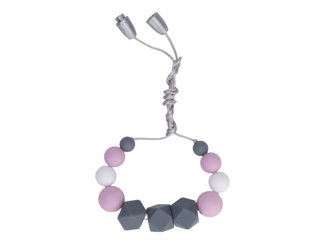 Collar De Masticación Para Bebés Con Perlas De Silicona Suave Exquisita Para Masaje De Encías Color Morado Claro