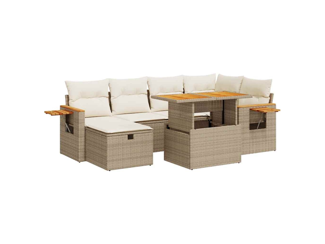Conjunto 8 de sofás de jardín y cojines VIDAXL ratán sintético beige