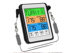 Termómetro digital para parrilla con 2 sondas. Termómetro de cocina para barbacoa y ahumador. Termómetro para parrilla con pantalla LCD. GOKOCO