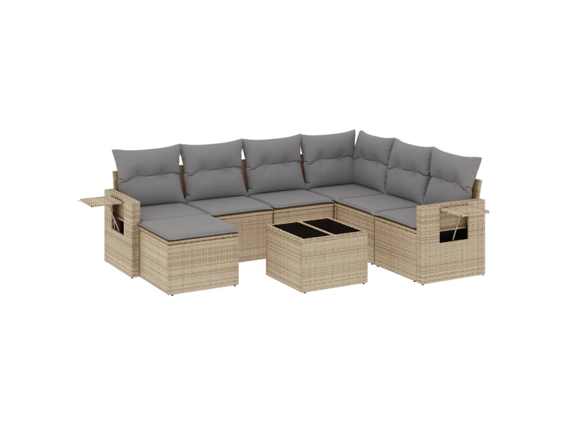 Maison Exclusive - Juego De Sofás De Jardín Con Cojines Beige 8 Pzas Ratán Pe