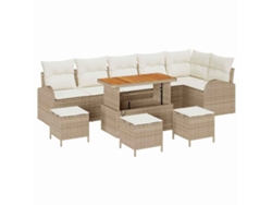 Maison Exclusive - Conjunto de sofás de jardín con cojines, 10 piezas, beige y crema