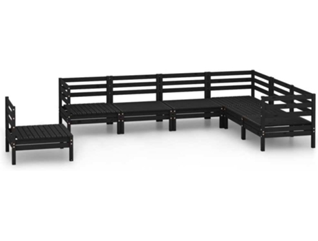 Conjunto 7 de muebles de jardín VIDAXL madera maciza de pino negro