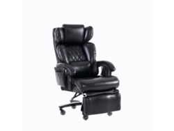 Silla de oficina ergonómica de piel sintética con función de masaje y calefacción, capacidad de reclinación de hasta 150 kg, reposapiés, rotación de 360°, color negro.