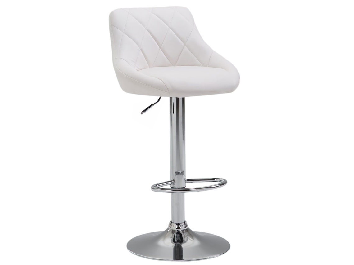 Taburete de bar Lazio de piel sintética CLP blanco/cromo