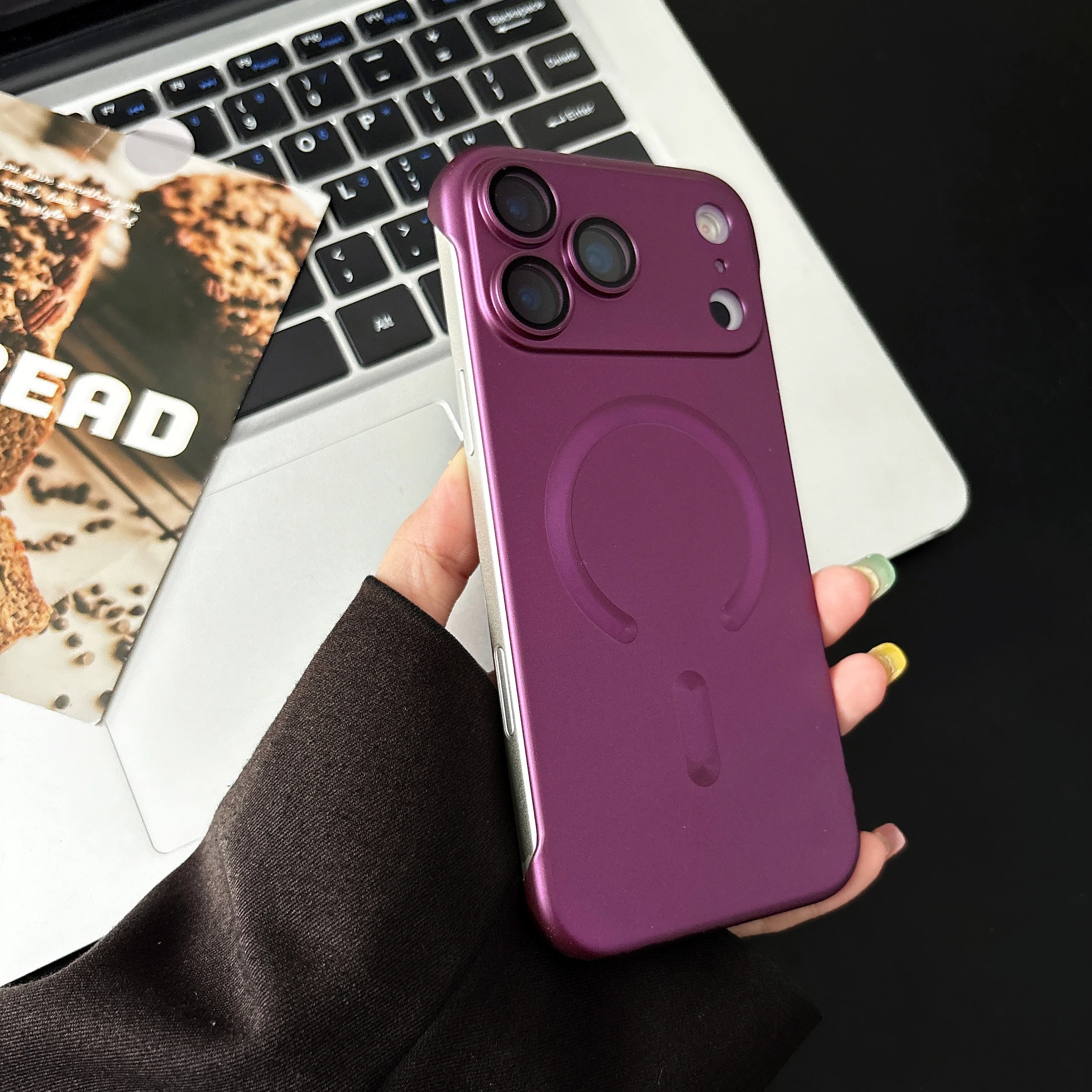 (iphone 14 Plus, Magenta) Funda Protectora Magnética Ultrafina Para Iphone, Compatible Con Carga Magsafe.