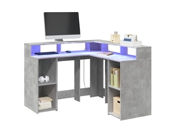 Escritorio | Mesa | Escritorio con luces LED 130x130x91cm Cemento gris derivado de la madera