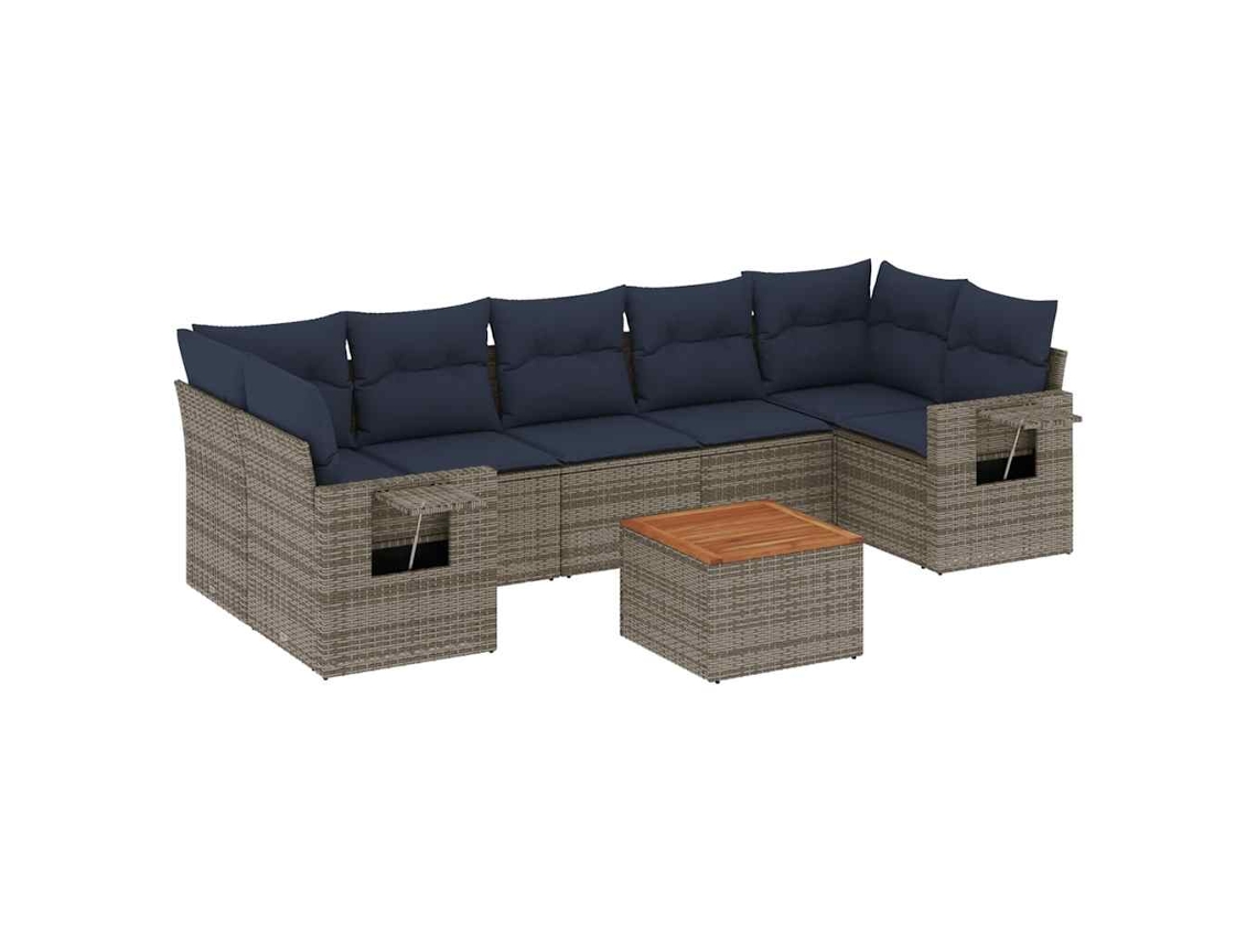 Maison Exclusive - Conjunto De Sofá De Jardín De 8 Piezas Con Cojines, Poliratán Gris