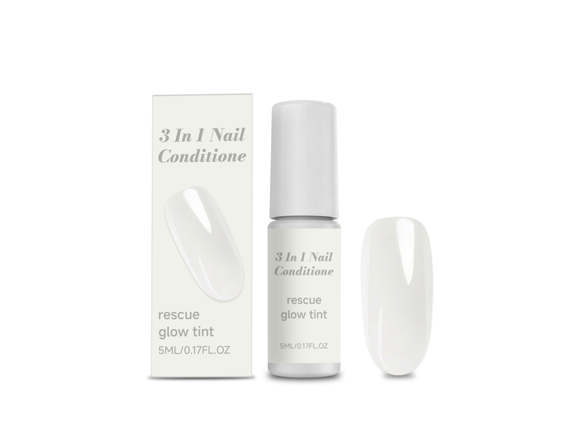Endurecedor de uñas blanco lechoso para un crecimiento rápido y saludable.
