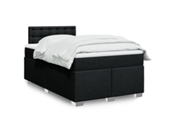 Cama Box Spring Con Colchón Tela Negro 120x190 Cm