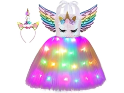 2026-traje De Unicornio Para Niñas Con Vestido Luminoso, Diadema Y Alas Regalo De Cumpleaños Para Fiesta De Halloween