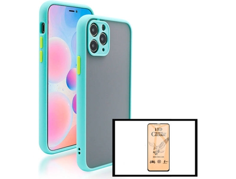 Kit Funda Anti Choque Camera Protection y Cristal Templado CeramicGlass Full Cover Apple iPhone 13 PHONECARE Azul Claro