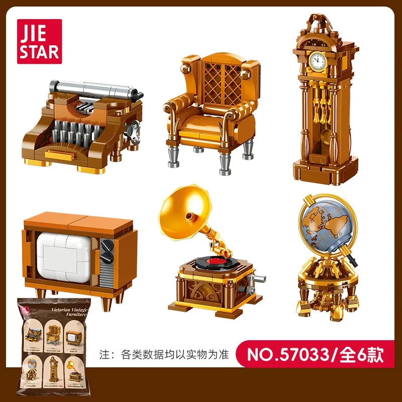 (57033) Maquetas en miniatura de muebles y electrodomésticos, juguetes educativos de bloques de construcción.