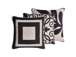 Conjunto De 3 Almofadas Decorativas Beliani Merbau De Algodão Creme 30x50x5