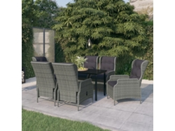 Conjunto De 7 Peças De Jantar Para Jardim Cinzento Claro Dkd Home Decor