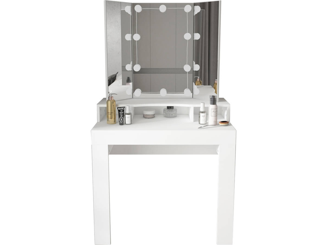 Tocador ML-DESIGN con Iluminación LED (Blanco - MDF - 89.5 x 155 x 43.5 cm)