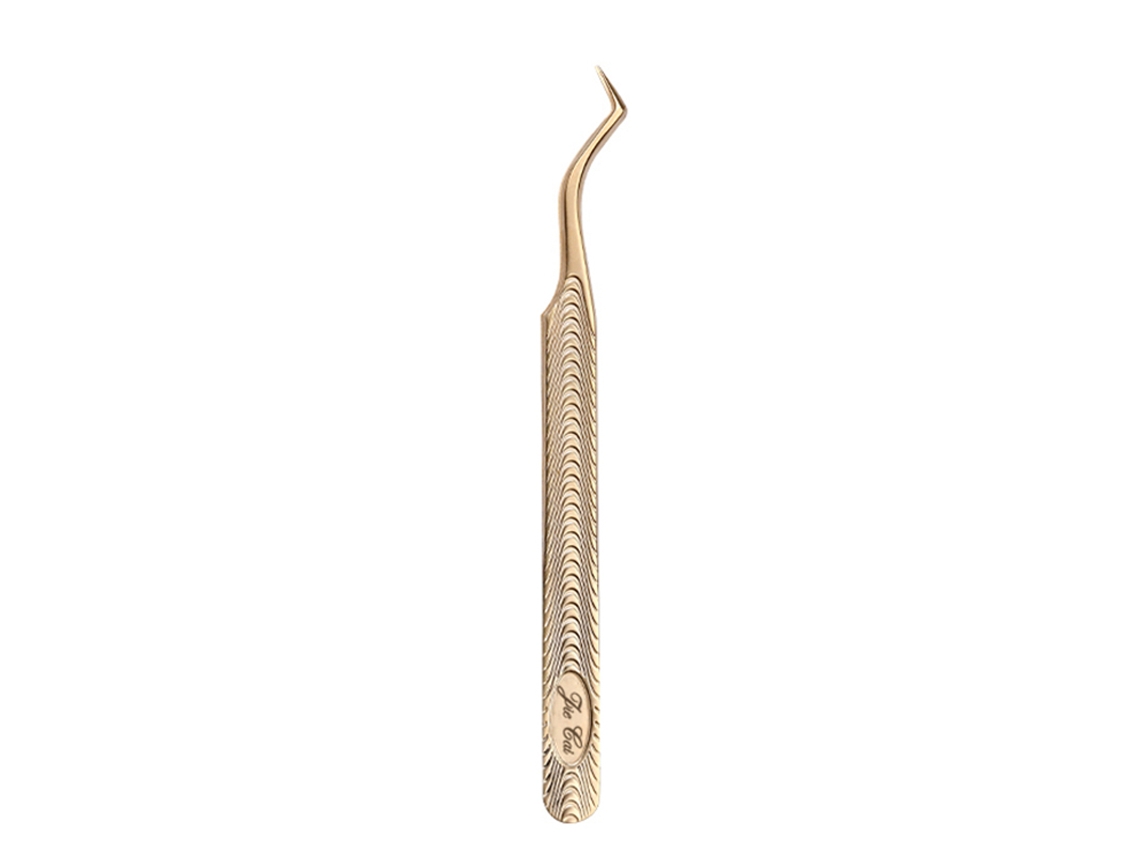 Rizador de pestañas estilo chino con alambre dorado, para extensiones de pestañas en salones de belleza.