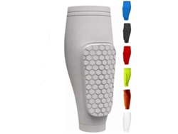 Manguitos De Compresión Shin Defender Kids Acanalados Con Amortiguación De Panal, Color Blanco.