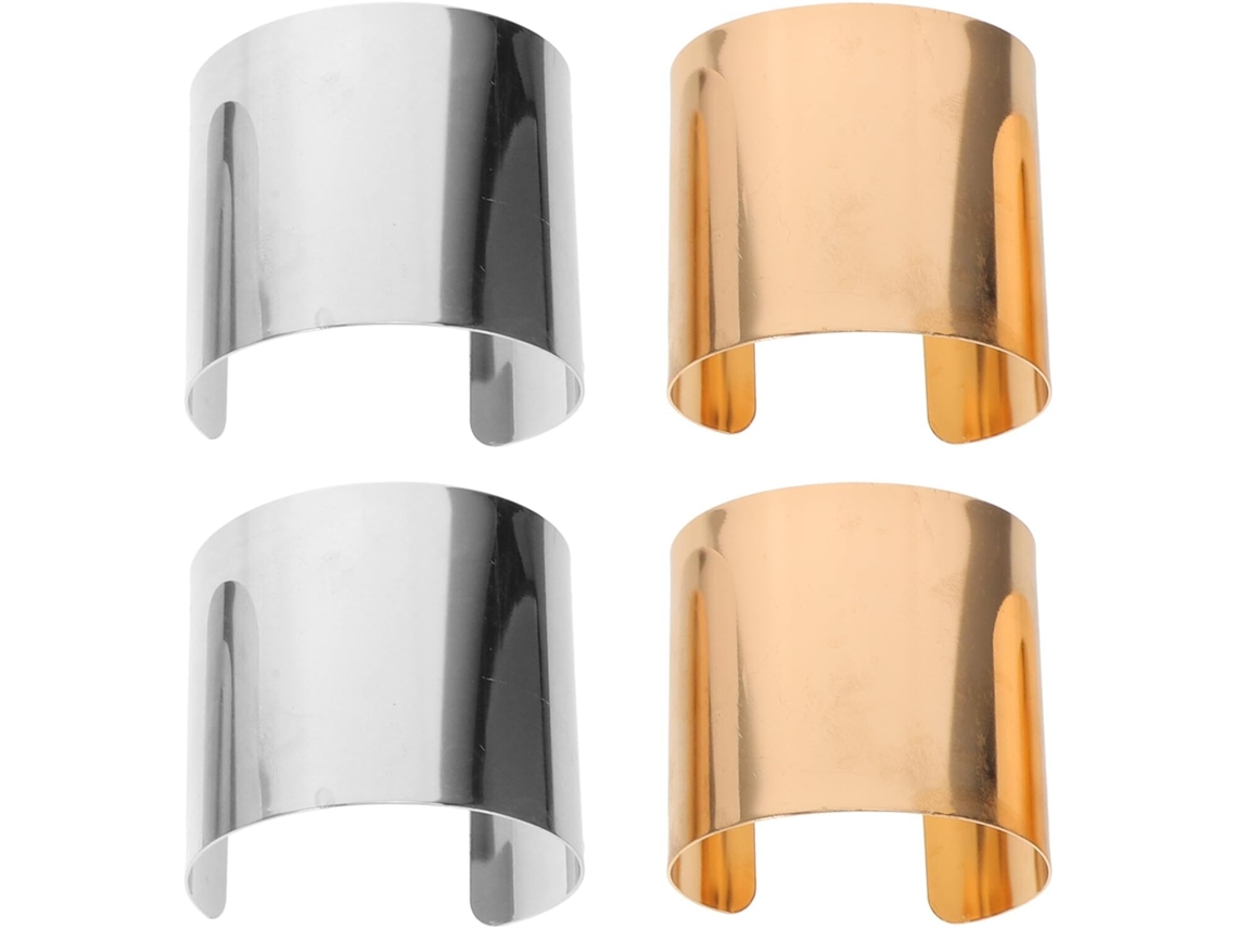 Pulsera Ancha Ajustable De Metal Ranurado De Oro Y Plata De 2 Piezas Para Mujer, Ideal Para La Noche Y