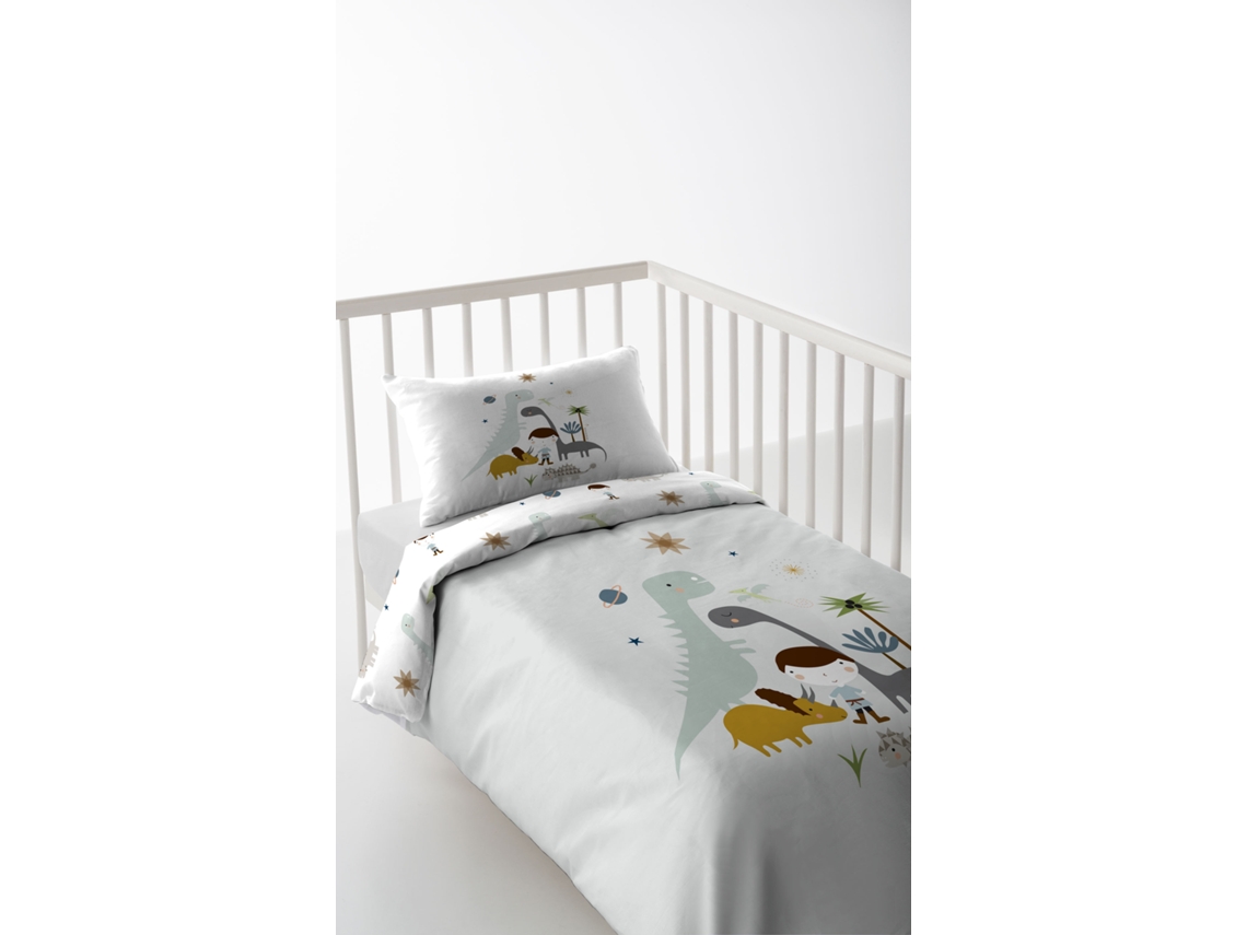 FUNDA NORDICA REVERSIBLE INFANTIL CUNA 80 EXTRA SUAVE FABRICADO EN ESPAÑA DINOS HACIENDO EL INDIO