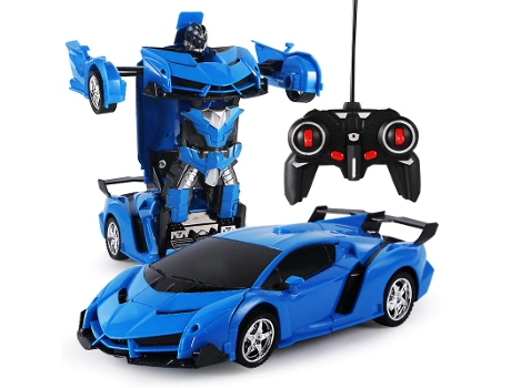Rc Deformado Coche 2 En 1 Robot de Control Remoto Transformación Robot de Juguete Azul
