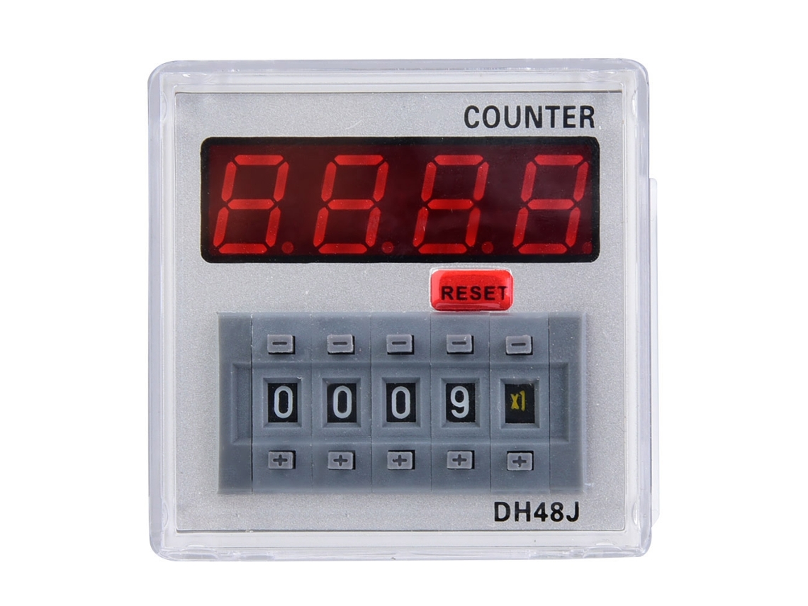 Relé Contador Digital Dh48j-a Con Pantalla Led, Rango De 1 A 999900, 11 Pines, 220 Vca.
