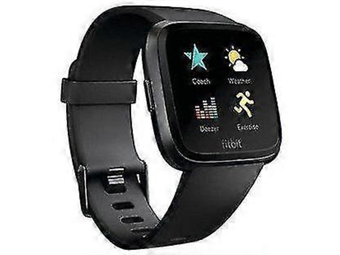 Reloj inteligente Fitbit Versa 1 con esfera negra, correa de goma de 40 mm, deportivo, con GPS y bicicleta eléctrica