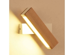 Lámpara De Pared Interior Led, Rotación 350°, Madera Sólida Simple, Diseño Moderno, Luz Cálida Para Dormitorio