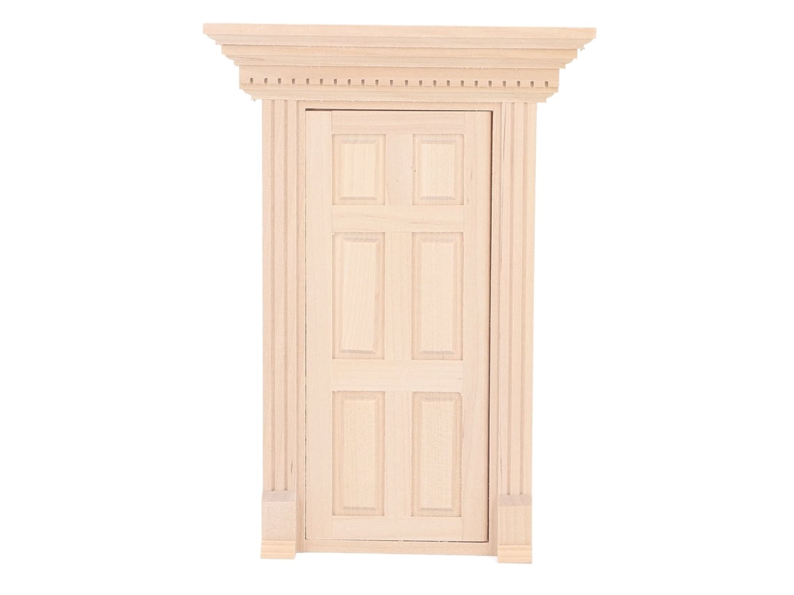 Yncm-puerta De Casa De Muñecas 1:12 Sin Pintar Panel Madera Marco 6 Rejillas Miniatura