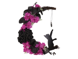Guirnalda De Halloween Con Gato Negro Y Luna Guirnalda Creativa Para Puerta Hogar Decoración Colgante