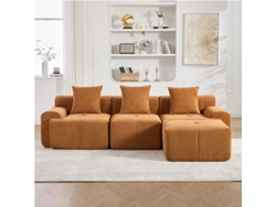 Sofá Modular En L Tipo Nube Espuma Viscoelástica Naranja