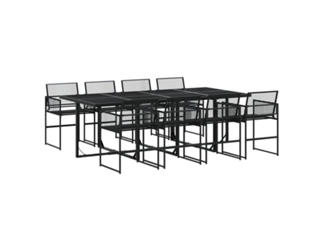 Conjunto 9 de comedor de jardín VIDAXL ratán sintético negro