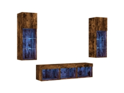 Maison Exclusive - Muebles Tv Pared Con Led 5 Pzas Madera Ingeniería Roble Ahumado
