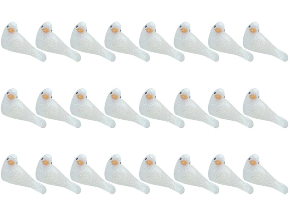 24 Piezas Adornos Pájaros Artificiales Blancos Bodas Espuma Ligera Accesorios Fiestas Elegante Decoración Mesa