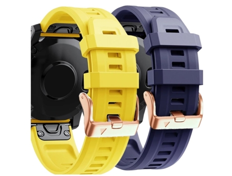 Correa Silicona Cierre Metálico para Garmin Fenix 6S Pro Amarillo y Morado Pack 2X VEANXIN