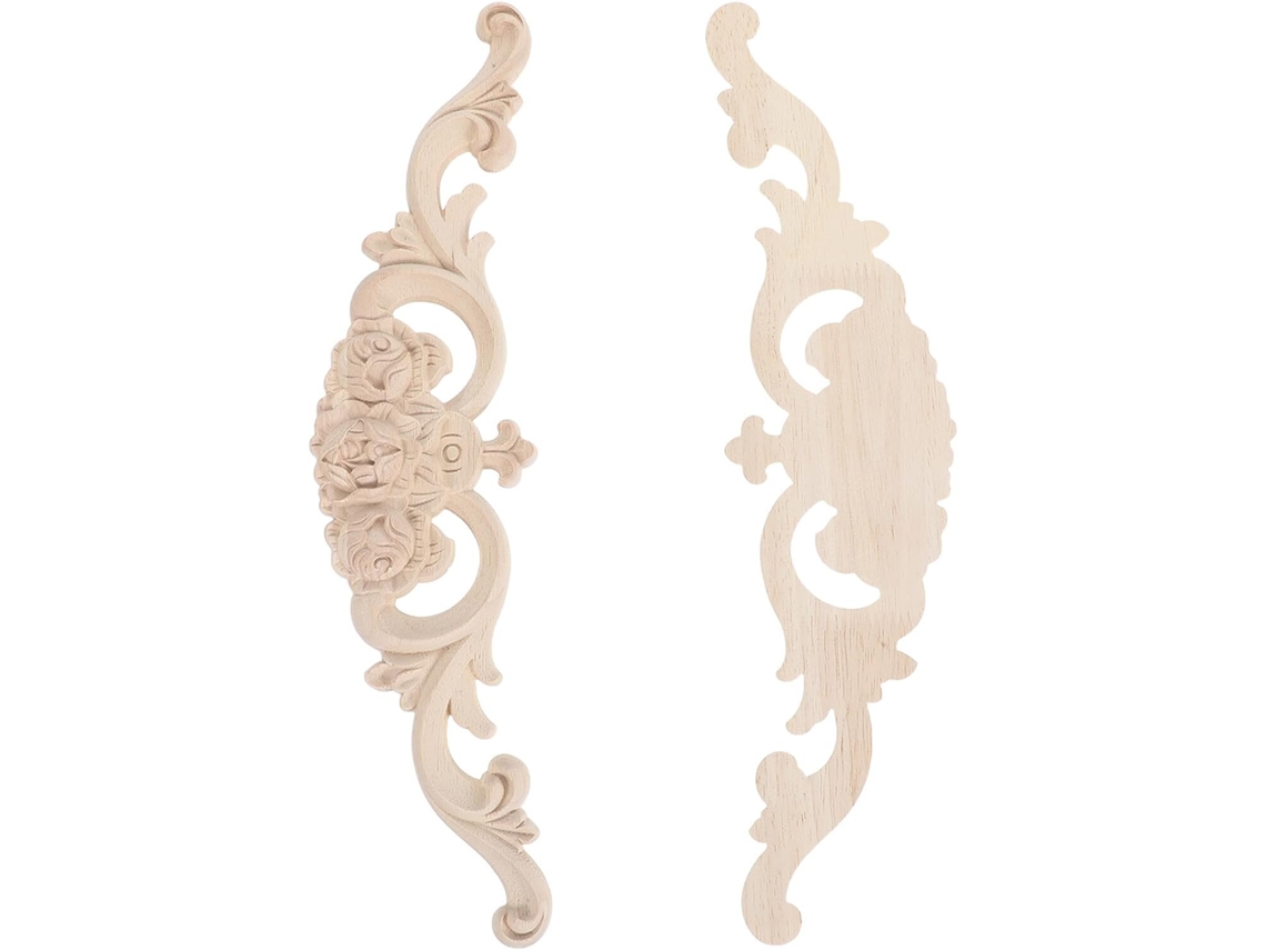 Aplique Pared Decorativo 2 Piezas Motivos Rosas Talladas Madera Maciza Resistente Desgaste Fácil Montar Estilo