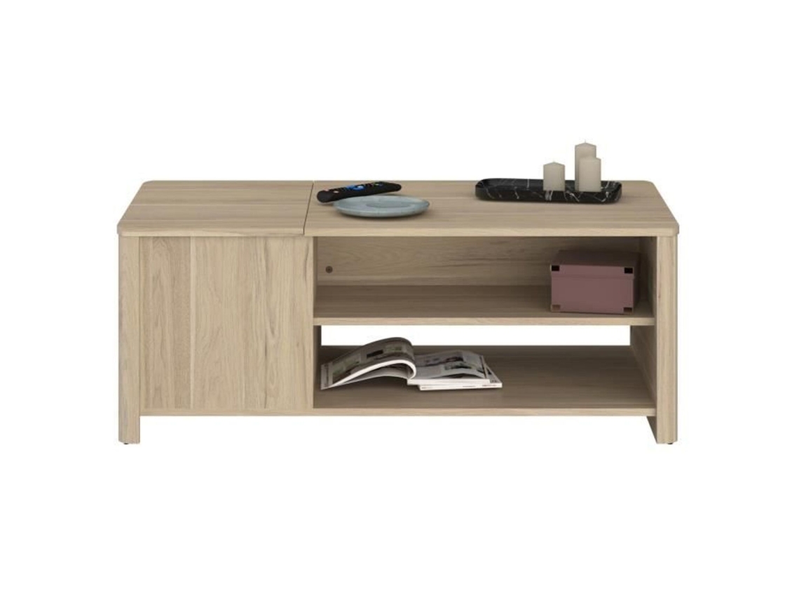 Mesa de centro rectangular BETTY - Tablero de partículas recubierto de papel - roble - Clásico - 110 x 42 x 60 cm PARISOT