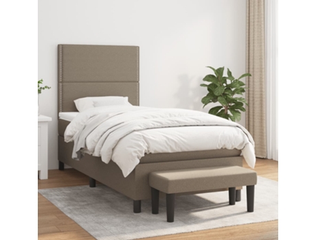Cama con somier VIDAXL (Gris - Tela - 193 x 90 x 128 cm)