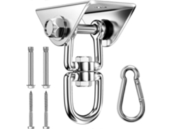 Gancho de techo reforzado de acero inoxidable, capacidad de 450 kg, con rotación de 360°, sistema de suspensión y tornillos para hamaca, columpio y yoga | S/BRAND