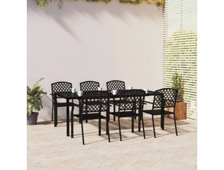 Conjunto 7 de comedor de jardín VIDAXL acero gris antracita