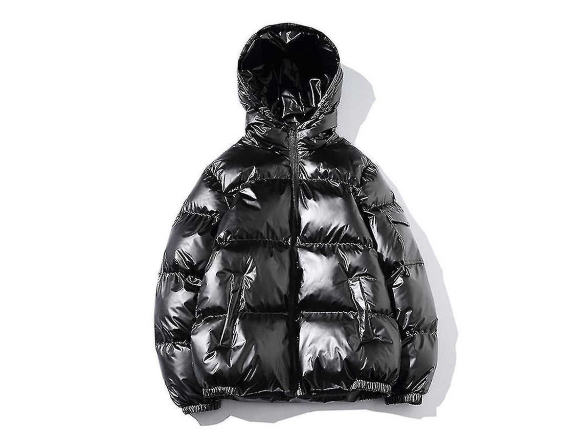 2026-chaqueta Hombre Invierno Abrigo Relleno Capucha Cremallera Completa Algodón Blend Caliente Casual 2xl Negro