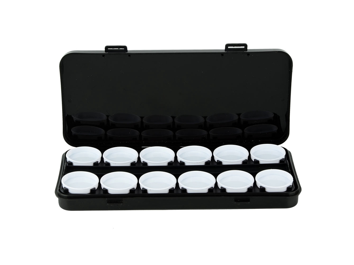 Prato De Mistura De Esmalte Para Unhas Com 24 Compartimentos Caixa Detachável Uv Gel Manicure Preto