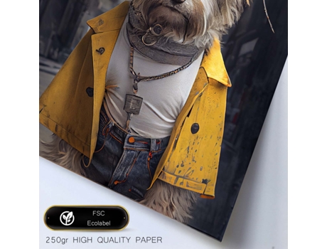 NACNIC Lámina Yorkshire Dependiente En Estilo Fotografía A Todo Color. Divertidas Ilustraciones Realistas De Animales Con Ropa Humana A3.