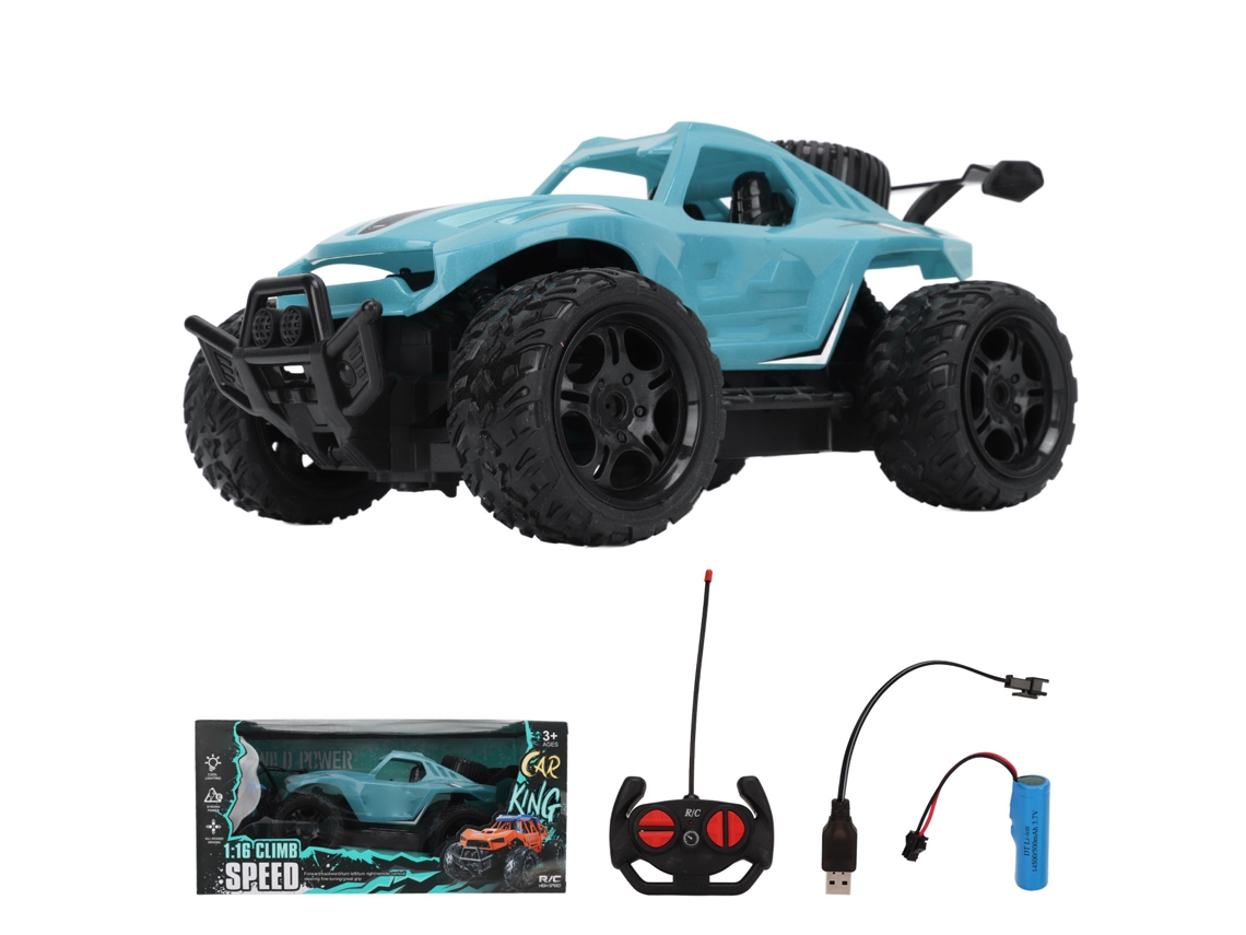 Coche Teledirigido A Escala 1:16, 2.4 Ghz, Con Efectos De Sonido Simulados Y Neumáticos De Goma Para Niños A Partir De 3 Años - Azul