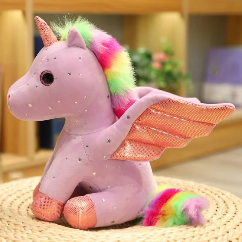 (morado, 22 Cm) Peluche De Unicornio Ángel Adorable, Almohada, Decoración Del Hogar