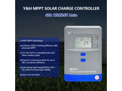 40ayh Controlador Carga Solar Mppt 40a 60a 80a 100a 12/24/36/48v Lcd Baterías Agm Gel Líquido Litio