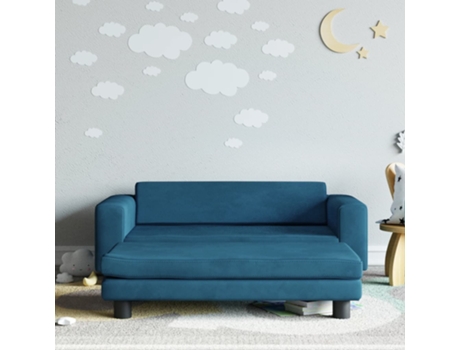 MAISON EXCLUSIVE Sofá para niños con reposapiés terciopelo azul 100x50x30 cm